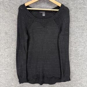 DKNY Sweater Pullover Women S Small Black Knit Long Sleeve Round Neck Cotton